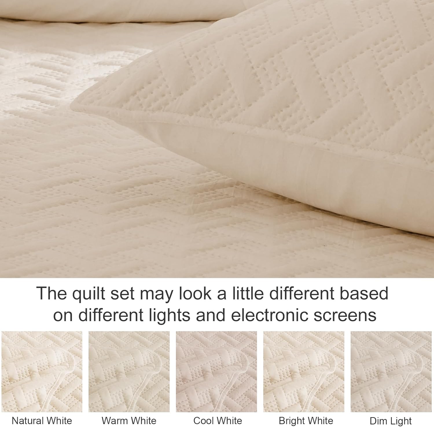 Exclusivo Mezcla Juego de edredón tamaño Queen Matrimonial, colcha suave de hueso beige para todas las estaciones, juego de ropa de cama ligero y