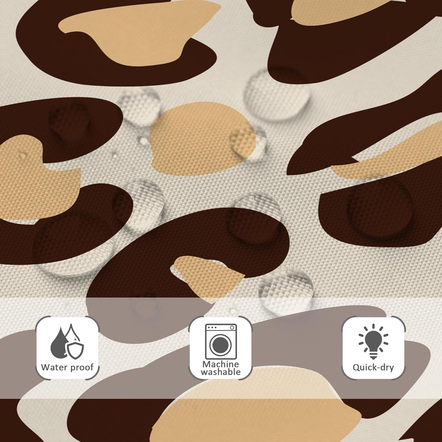 Riyidecor Cortina de ducha con estampado de leopardo marrón, diseño abstracto de dibujos animados, guepardo, animal, moderno, simple, minimalista,