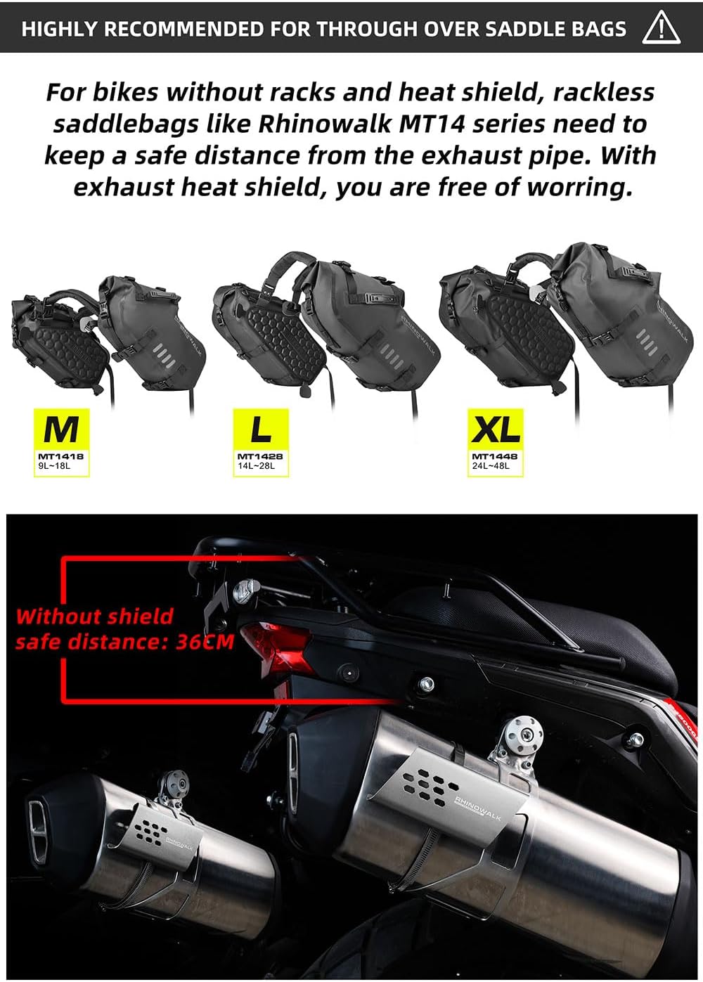 HUNTVP Alforjas impermeables para motocicleta, bolsas laterales para motocicleta, bolsa de almacenamiento universal para motocicleta, 18 L (2 x 9 L)