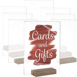 Ilyapa Soportes acrílicos para letreros con soportes de madera, paquete de 8 unidades, 8 x 10 pulgadas, juego de números de mesa en blanco para Ilyapa Soportes acrílicos para letreros con soportes de madera, paquete de 8 unidades, 8 x 10 pulgadas, juego de números de mesa en blanco para