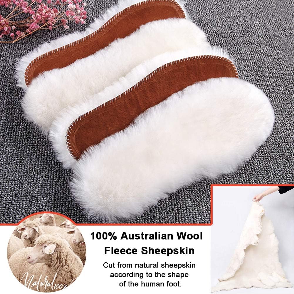 Ailaka Plantillas de piel de oveja para mujer, plantillas de lana gruesa y cálida, repuesto de forro polar esponjoso para zapatos, botas y pantuflas