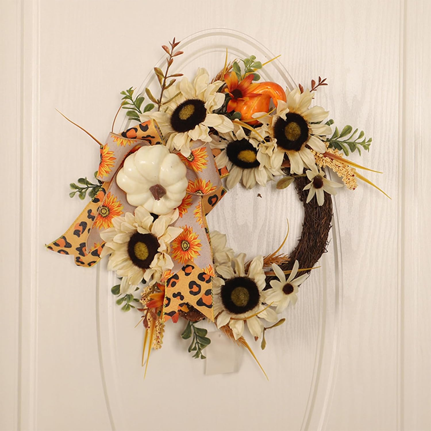 Corona de puerta de Halloween, guirnalda de hojas de arce, corona de otoño e invierno para Navidad, Acción de Gracias, adornos decorativos para el