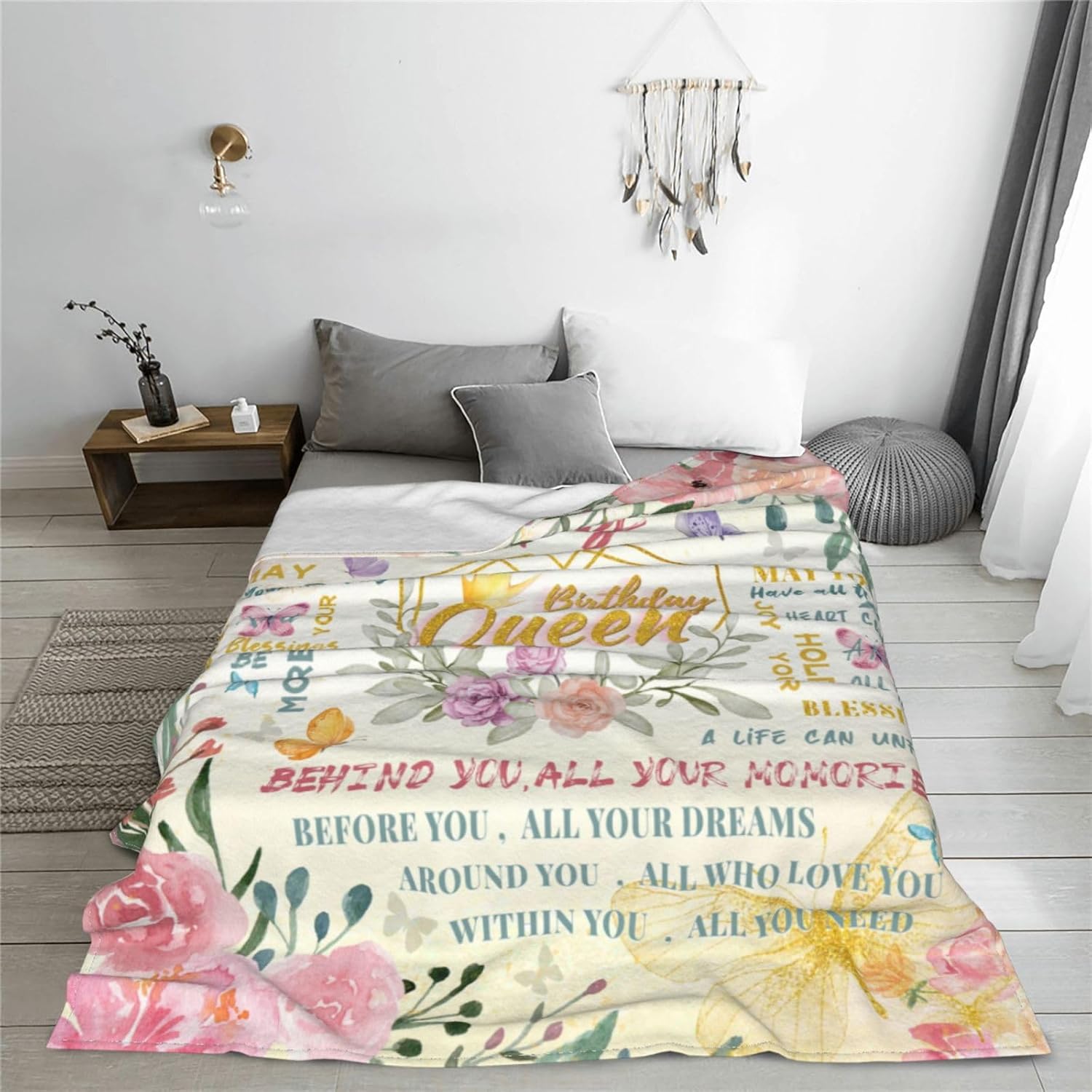 UOER Manta de cumpleaños para niñas, regalos de feliz cumpleaños para mujeres, manta de franela suave de felpa, decoraciones de cumpleaños para