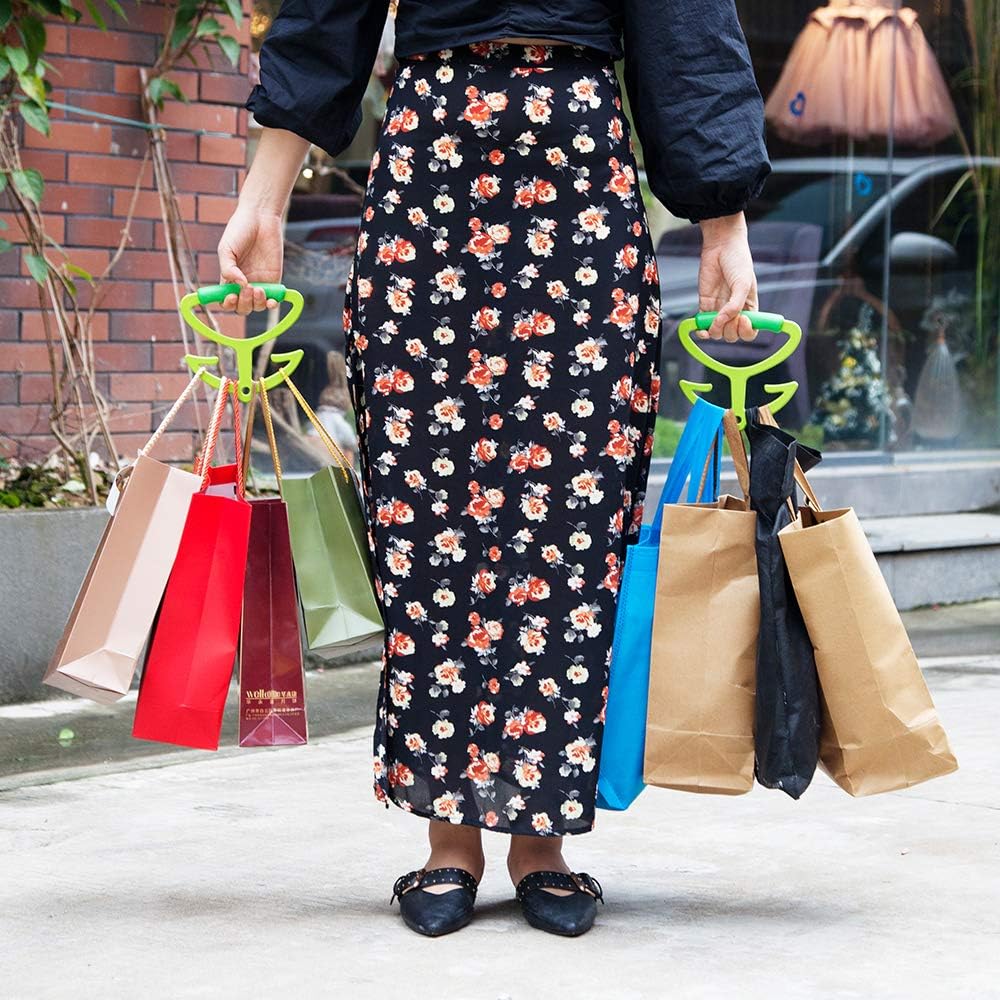 Pankia – Bolsa de comestibles con asa para bolsa de compras, cada asa soporta hasta 80 libras, colgador con mango de agarre suave, paquete de 2
