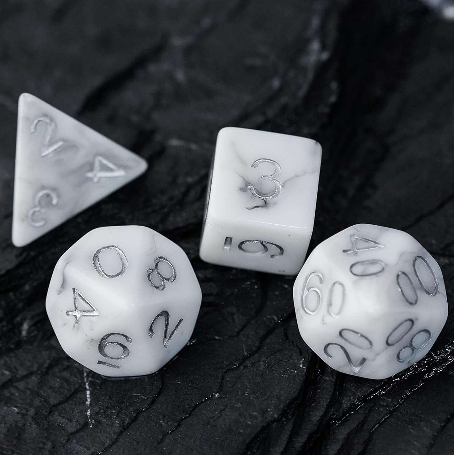 HDdais D&D – Juego de 7 dados para Calabozos y Dragones, dados poliédricos para juegos de mesa Pathfinder RPG MTG (blanco negro)