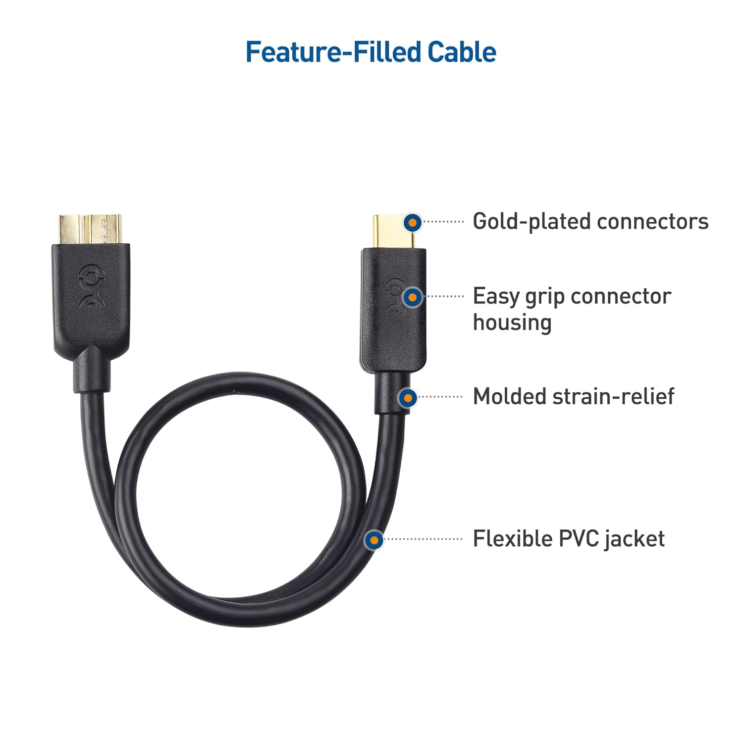 Cable Matters Cable corto USB C a Micro USB 3.0 de 10 Gbps, cable de disco duro USB-C, cable micro B a USBC, compatible con Seagate, LaCie, Toshiba,