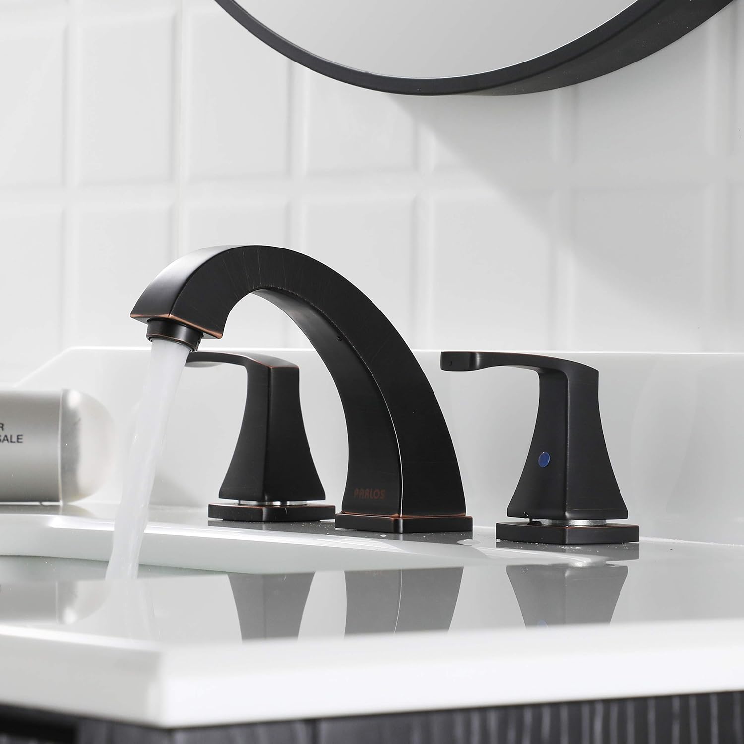 PARLOS Grifo de lavabo de baño de arco alto de dos manijas con drenaje desplegable de metal y líneas de suministro de grifo cUPC generalizadas de 8