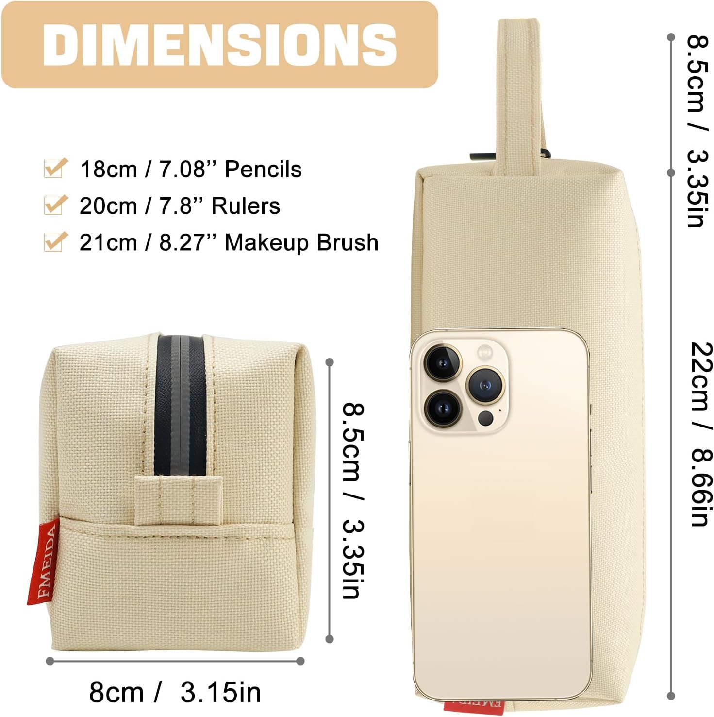 Fmeida Estuche para lápices estético, bolsa de lápices de gran capacidad, estuche portátil para bolígrafos, oficina, papelería, bolsa de maquillaje,