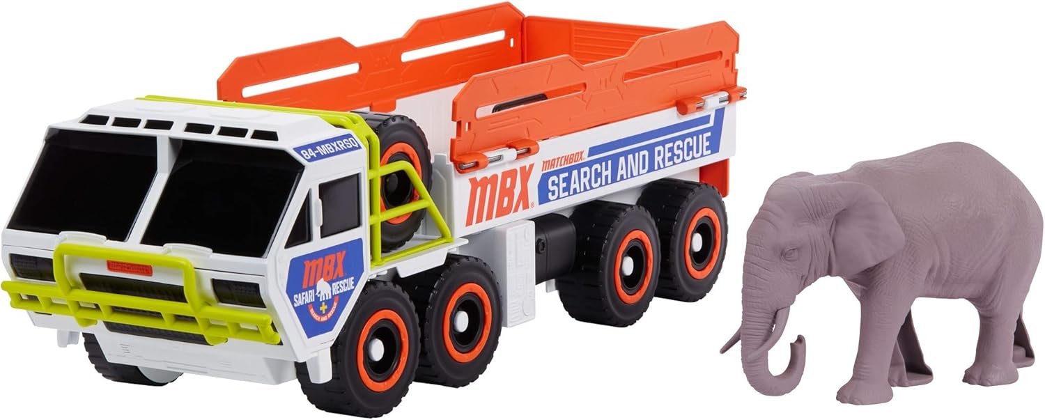 Matchbox Elephant Off-Road Rescue Adventure Set con figura de camión y elefante, juego de acción y exploración para niños a partir de 3 años