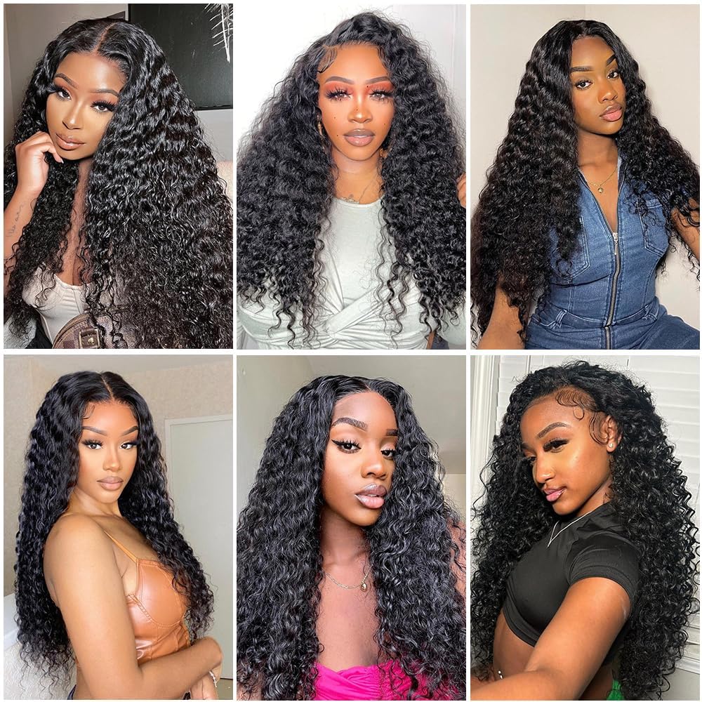 Extensiones de cabello humano ondulado profundo con clip para mujeres negras, 8 piezas, 18 clips, doble trama, extensiones de cabello humano