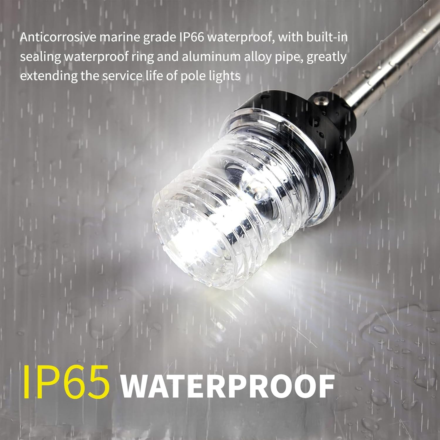 Yunseity Luz de popa para barco, luz LED de anclaje de 12 pulgadas, visibilidad de 2 NM, luces marinas todo redondo, IP65, impermeable, 360 grados,