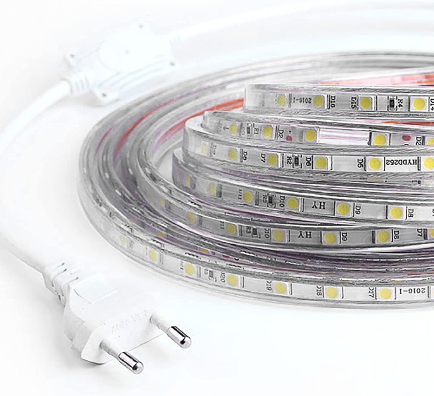 Rosvola Tira de luces LED, enchufe UE 220 V 16.4 pies, tira de luz LED regulable, tira de luz ambiental flexible para sala de estar, espejo Vantiy,