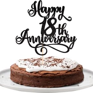 1 paquete de 1 decoración para tartas con purpurina para cumpleaños de 18 años, decoración para pasteles de aniversario de boda, cumpleaños, boda, 1 paquete de 1 decoración para tartas con purpurina para cumpleaños de 18 años, decoración para pasteles de aniversario de boda, cumpleaños, boda,
