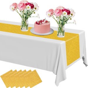 6 piezas desechables de plástico con lentejuelas con purpurina de 14 x 108 pulgadas, camino de mesa de lentejuelas para bodas, fiestas de 6 piezas desechables de plástico con lentejuelas con purpurina de 14 x 108 pulgadas, camino de mesa de lentejuelas para bodas, fiestas de