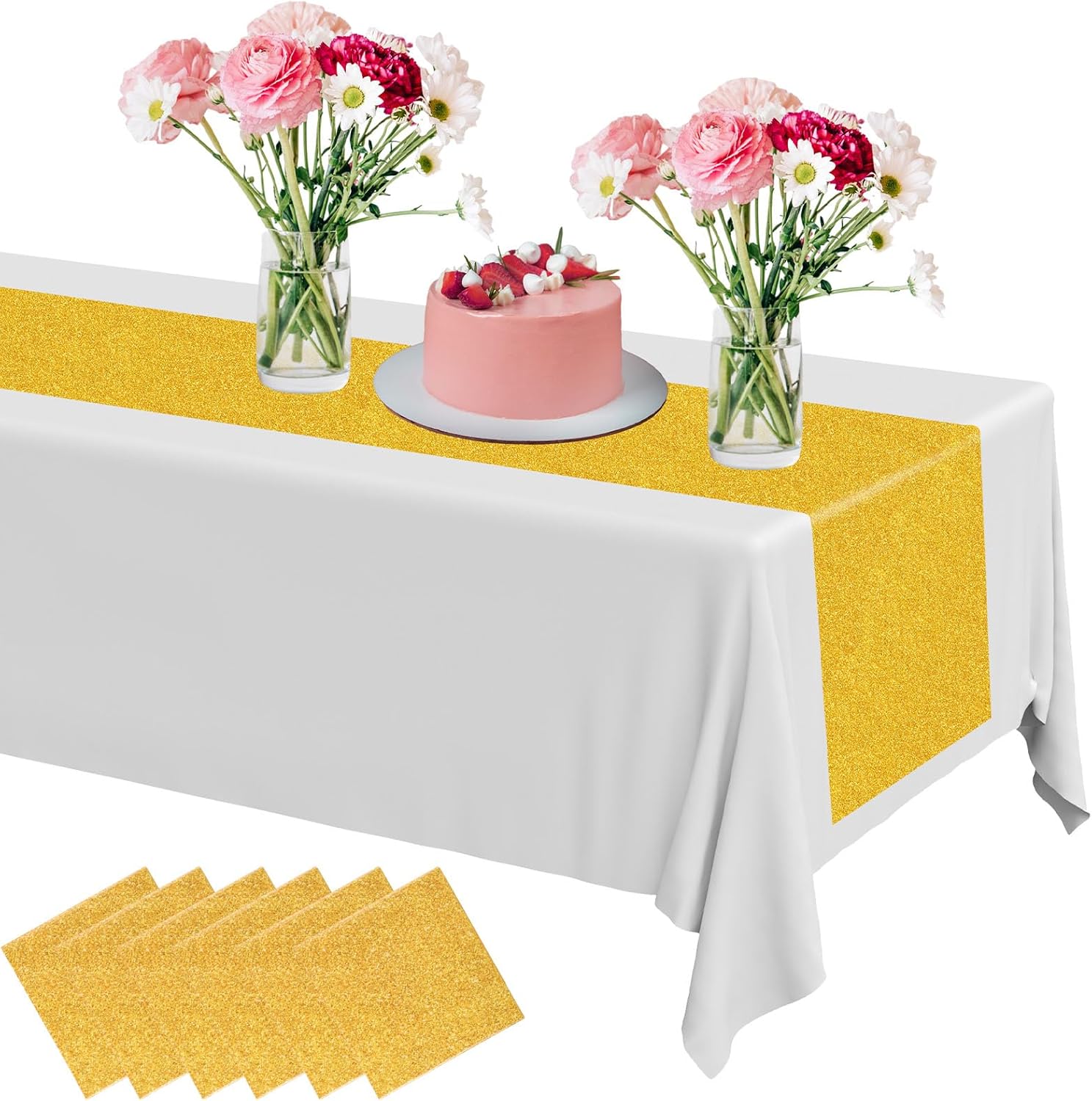 6 piezas desechables de plástico con lentejuelas con purpurina de 14 x 108 pulgadas, camino de mesa de lentejuelas para bodas, fiestas de