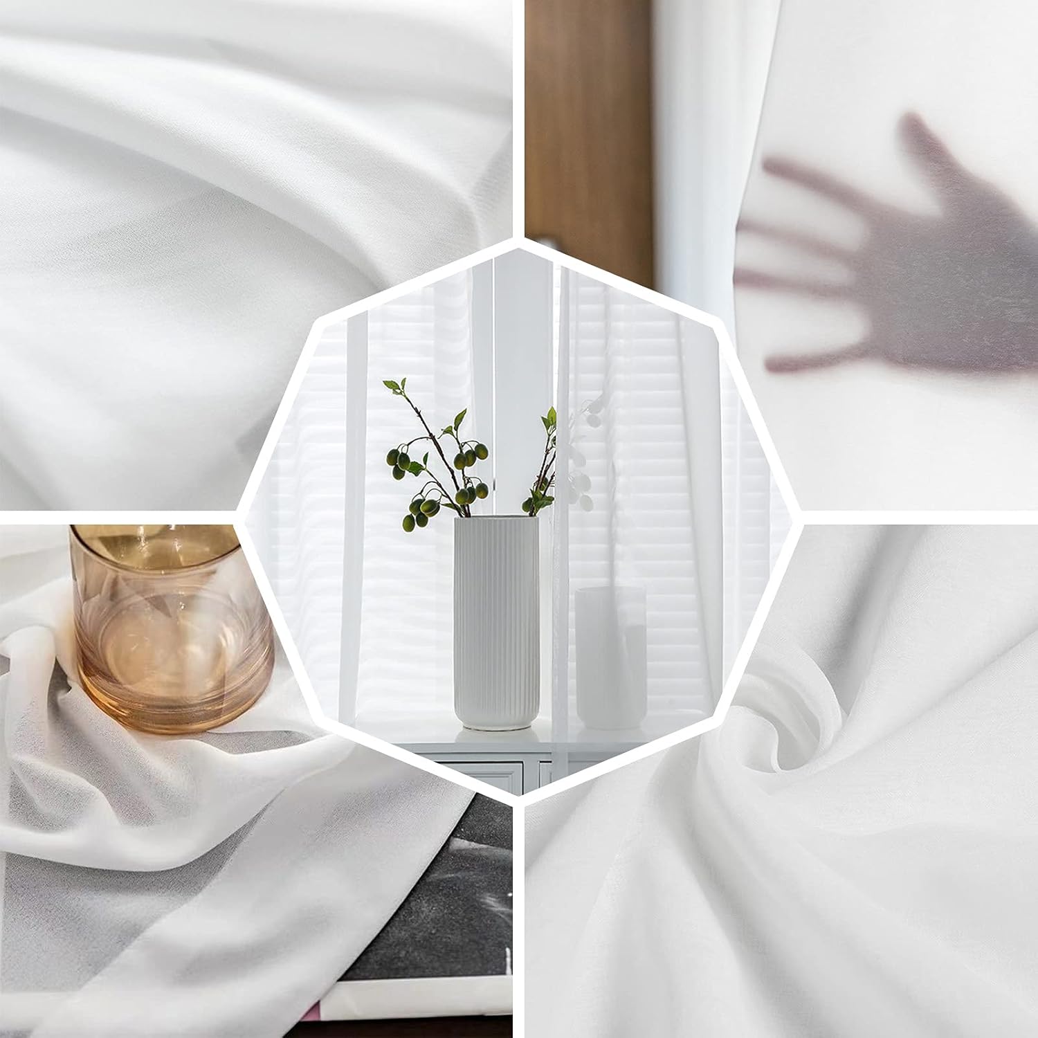 Cortinas de Navidad para sala de estar, cortinas traslúcidas para árbol de Navidad, cortinas de ventana con bolsillo para barra, cortinas de ventana