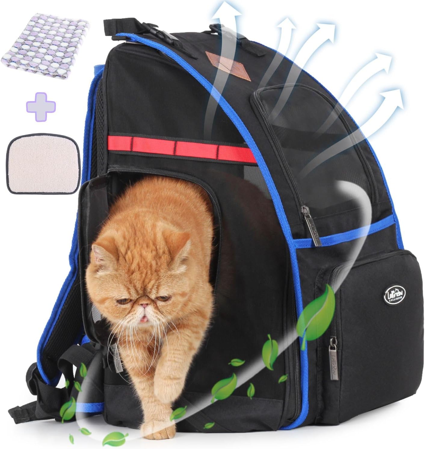 Lollimeow Mochila para gatos y cachorros, mochila de lona ventilada para exteriores con gran espacio, aprobada por aerolíneas