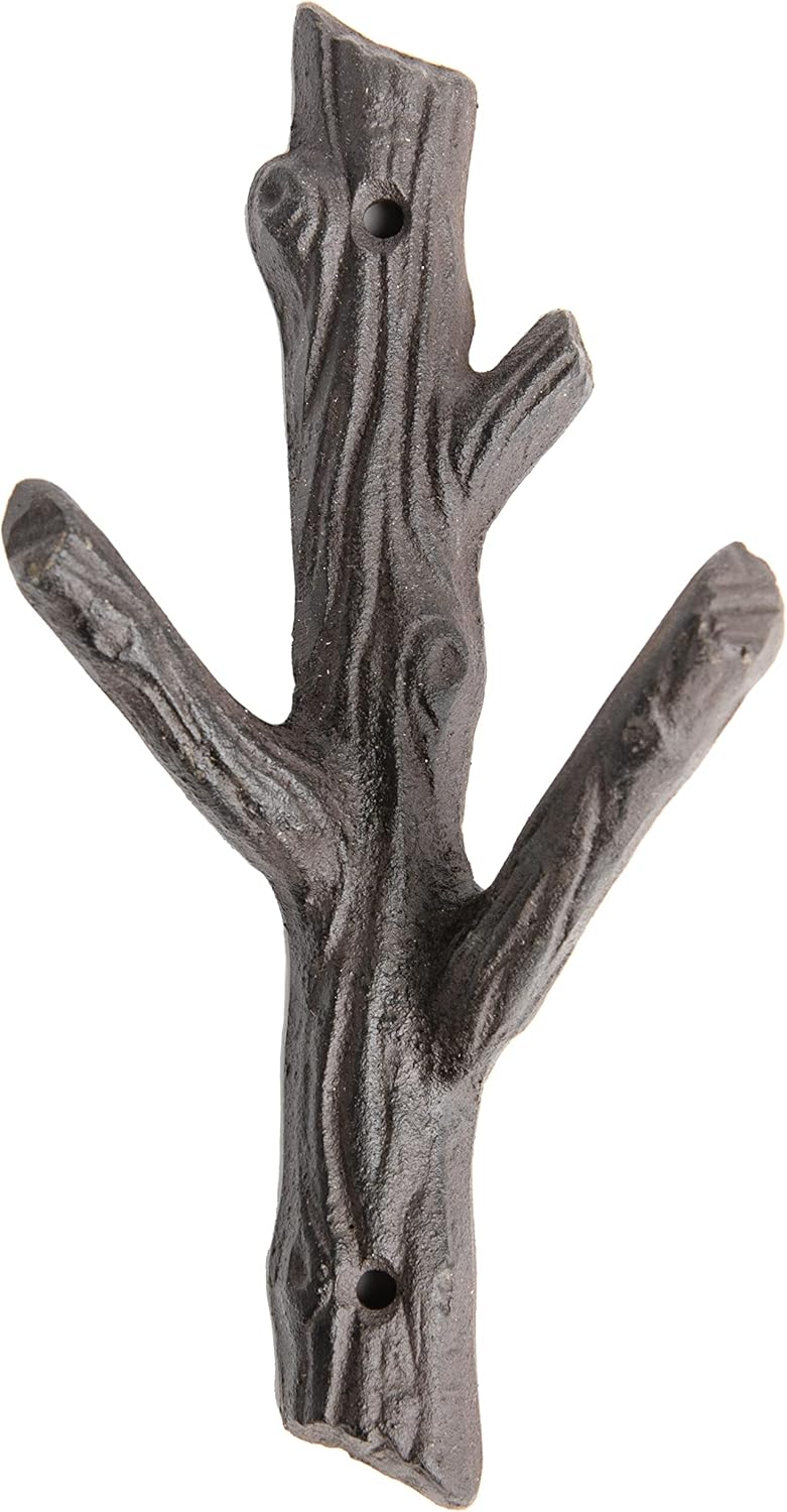 Giftcraft Juego de 2 ganchos decorativos de rama de árbol, ganchos de pared de 3 ganchos, estante para toallas, chaquetas, sombreros, ganchos de