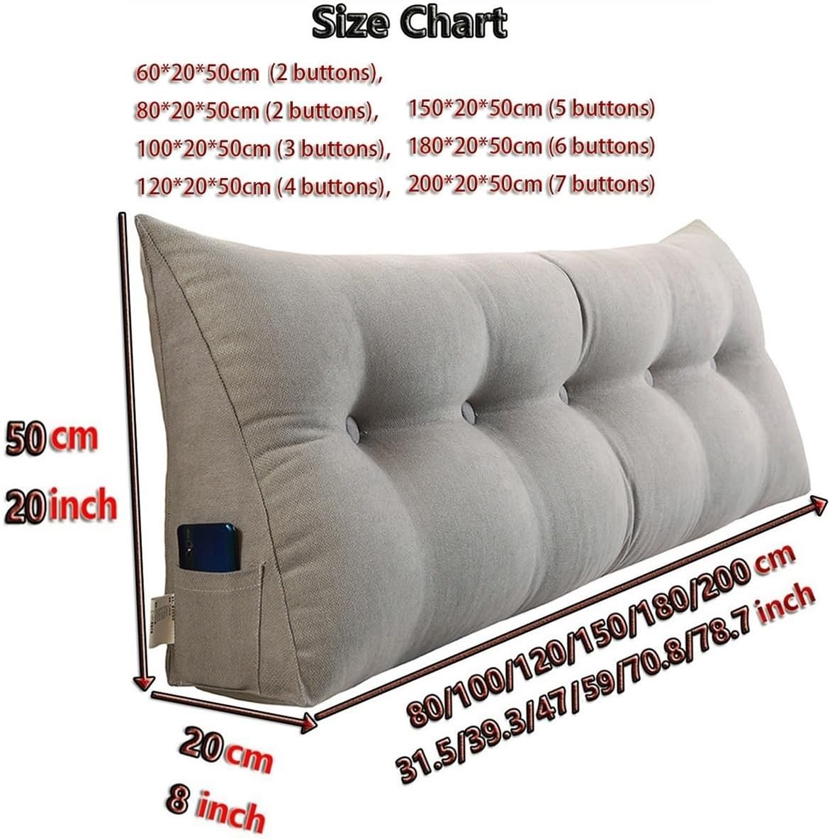 Almohada triangular para cabecero, almohada de lectura, almohada de cama, almohada grande para cabecero, soporte de espalda, cojín lumbar con funda