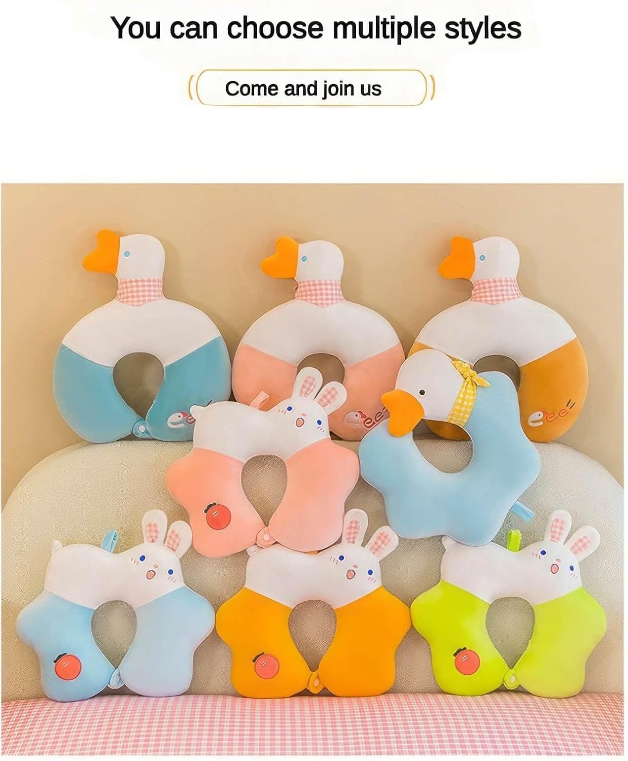 Multifunctional U-Shaped Pillow, Creative Cartoon Cute Animal U-Shaped Pillow, Office U-Shaped Neck Pillow – Your Ultimate Travel Companion (Color