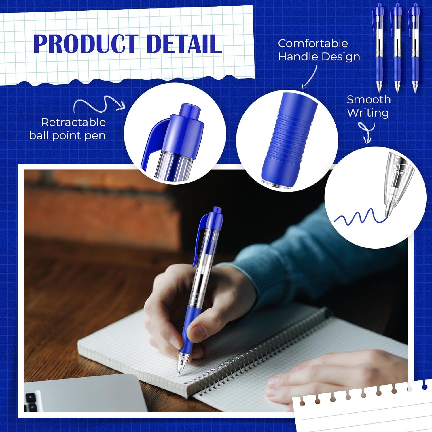 Fulmoon 100 bolígrafos de tinta de gel, bolígrafos retráctiles, punta media de 0.039 pulgadas, bolígrafos de clic de escritura suave para diario,
