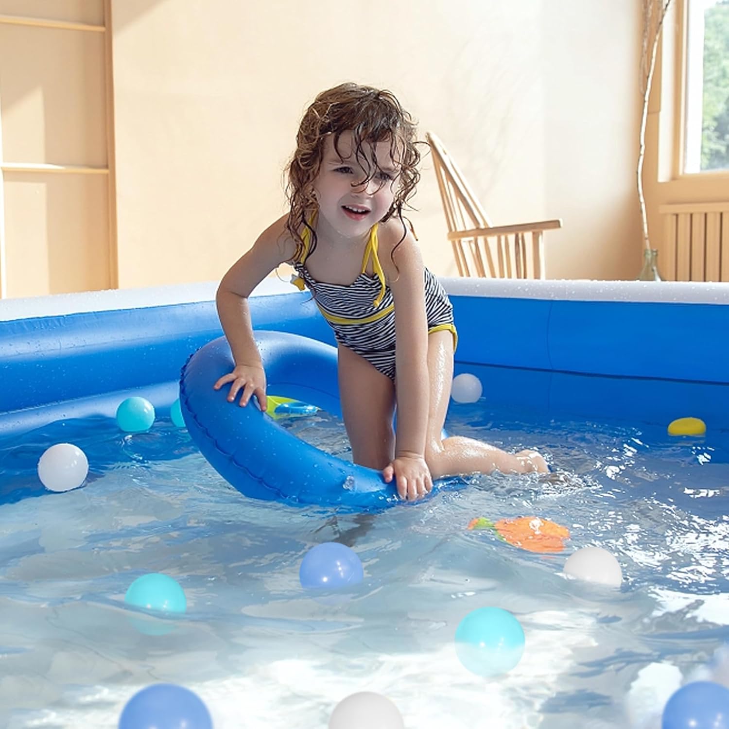 Pelotas para niños pequeños, 100 unidades, pelota de plástico sin BPA para niños y niños, bolas a prueba de aplastamiento de 2.16 pulgadas, juguetes