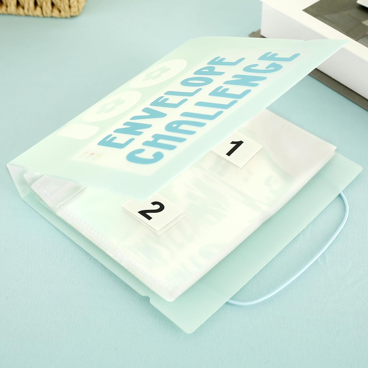 Carpeta de desafíos de ahorro de dinero, libro de presupuesto reutilizable con sobres de efectivo, carpeta portátil de ahorro de dinero, carpeta