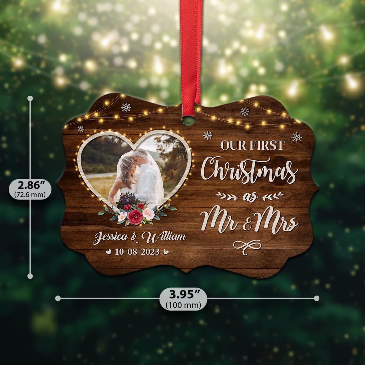 Adorno personalizado para la primera Navidad como el señor y la señora, adornos de aluminio para boda, matrimonio, regalos de recuerdo, decoraciones