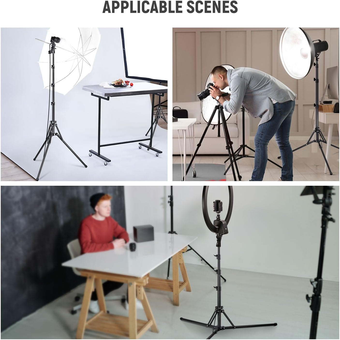 NEEWER ST70R – Soporte de luz de metal con patas reversibles de 180, soporte de trípode de viaje plegable de 70 pulgadas para luces de anillo, luces