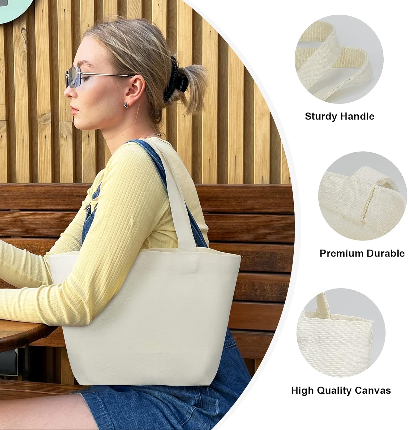 Bolsa de lona, bolsas reutilizables con asas resistentes, bolsa estética para regalos de cumpleaños, compras, viajes