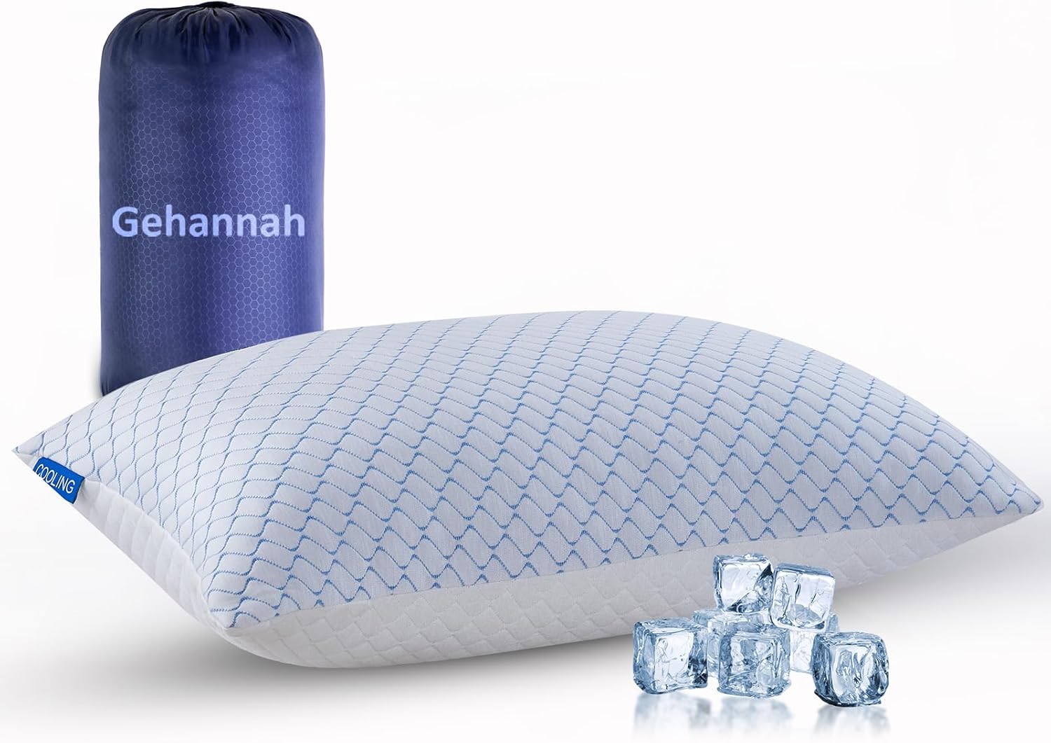 Gehannah Almohada de viaje  Almohada comprimible para acampar de gran tamaño para dormir, almohada de espuma viscoelástica triturada con bolsa de