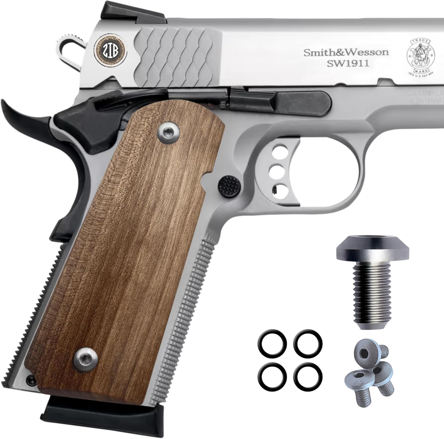Empuñaduras de madera 1911, accesorios 1911, agarres de corte de seguridad Ambi 1911, tamaño completo 1911, para Ruger, Colt, Kimber, Tauro y se