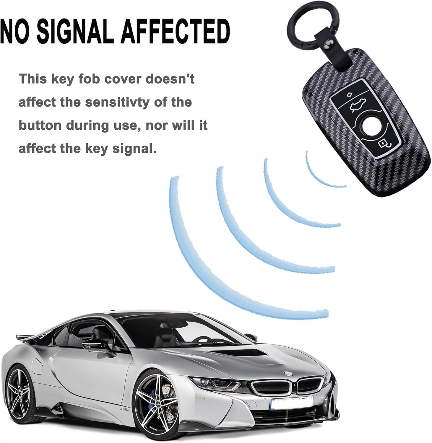Funda para llavero compatible con BMW 1 3 4 5 6 7 Series X3 X4 M5 M6 GT3 GT5 entrada sin llave con diseño de fibra de carbono ABS (negro)