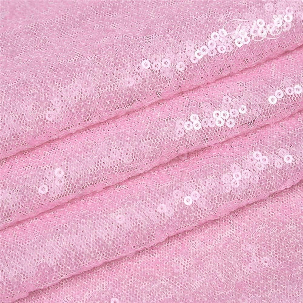 WISPET Camino de mesa de lentejuelas rosas de 12 x 108 pulgadas, paquete de 12 caminos de mesa rectangulares de lentejuelas con purpurina para