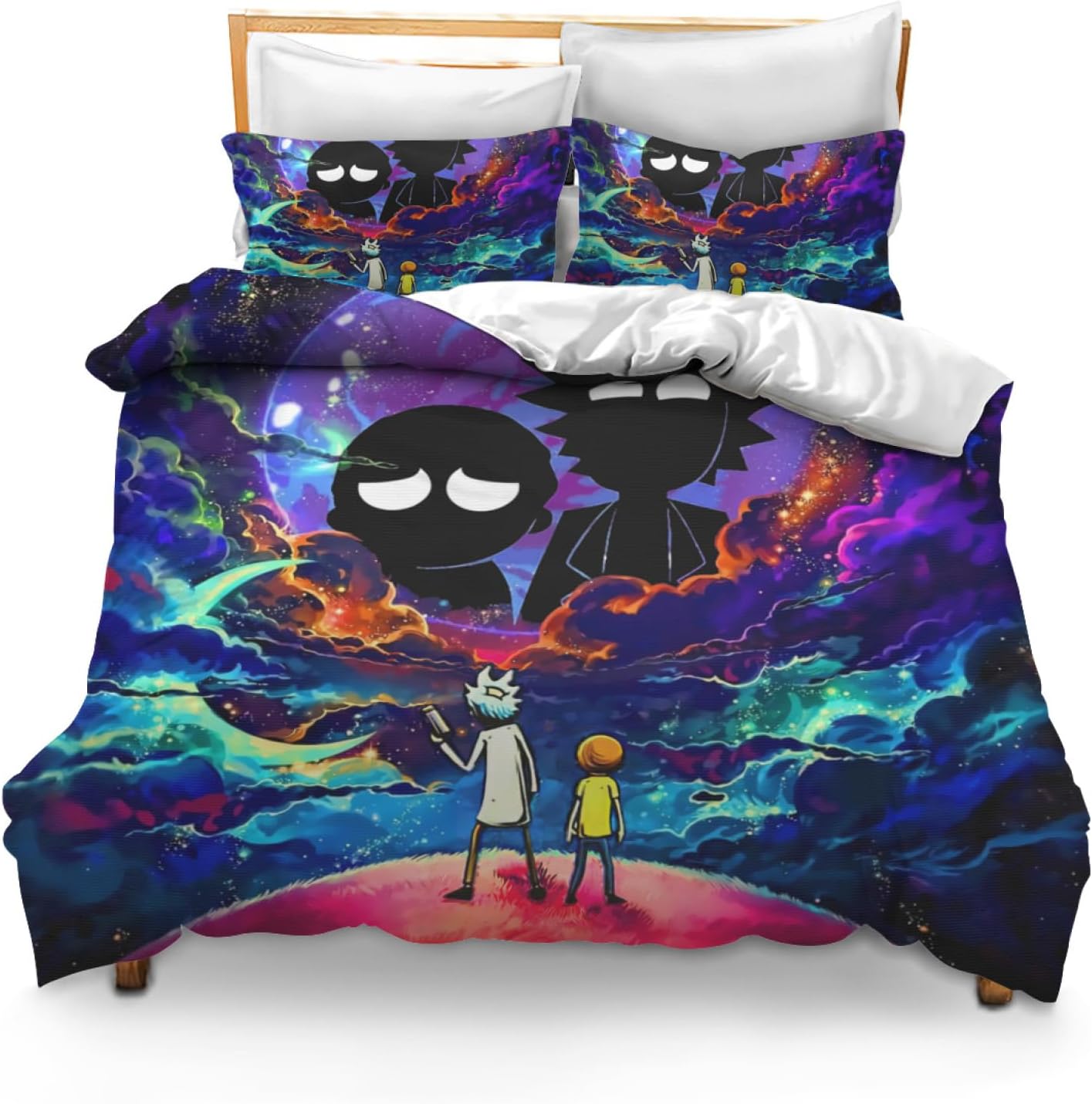 Juego de funda de edredón de anime de dibujos animados de 3 piezas, tamaño matrimonial, juego de ropa de cama con estampado 3D para adolescentes,