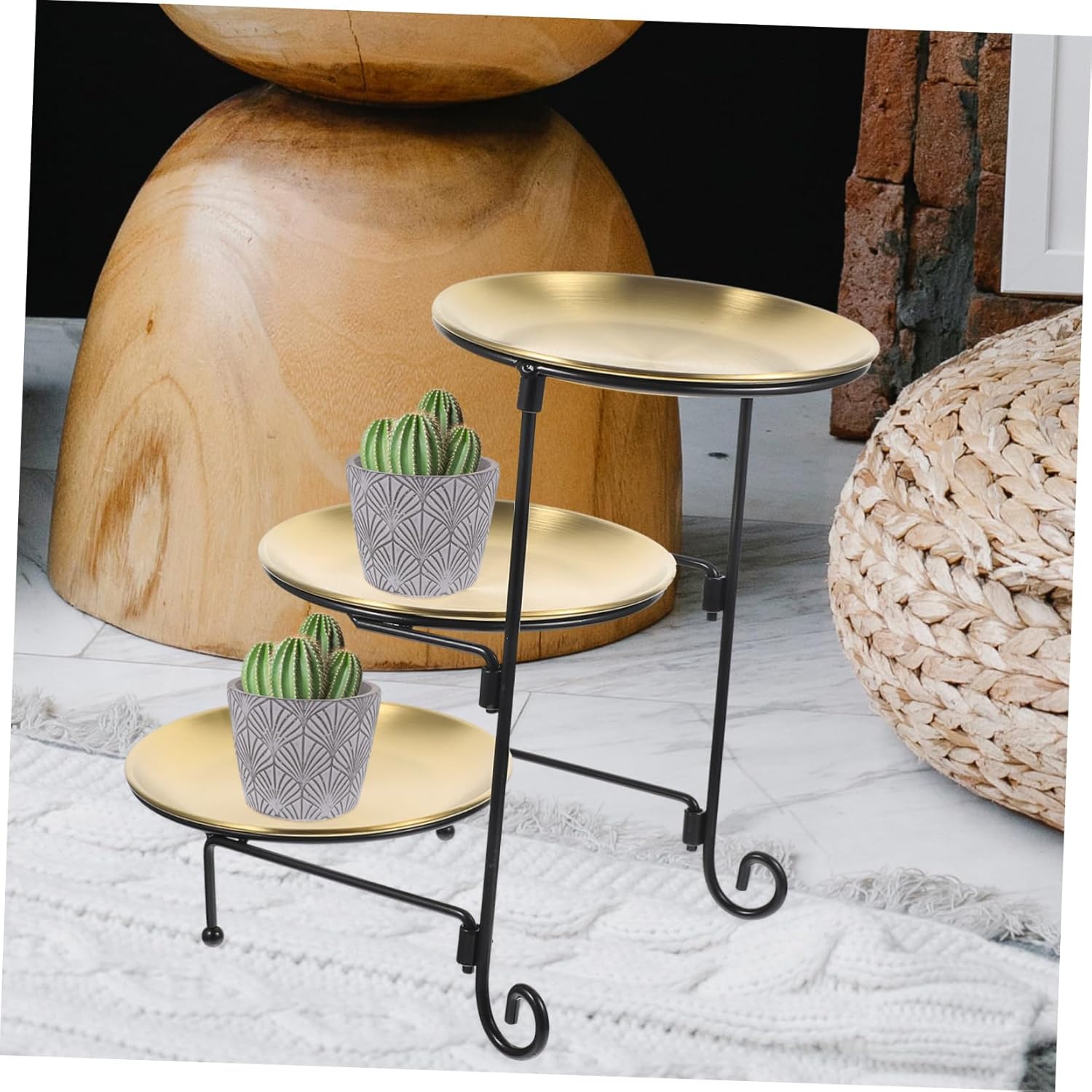 1 soporte para macetas de 3 niveles para plantas de interior, soporte de metal para plantas de interior, soporte de alambre para macetas, macetas