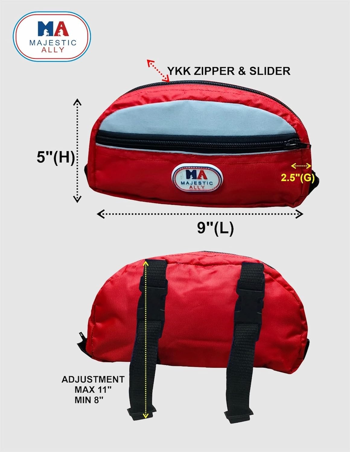 Majestic Ally Nylon Reflectante Saddle Pommel Bag para Western Saddle (Rojo)