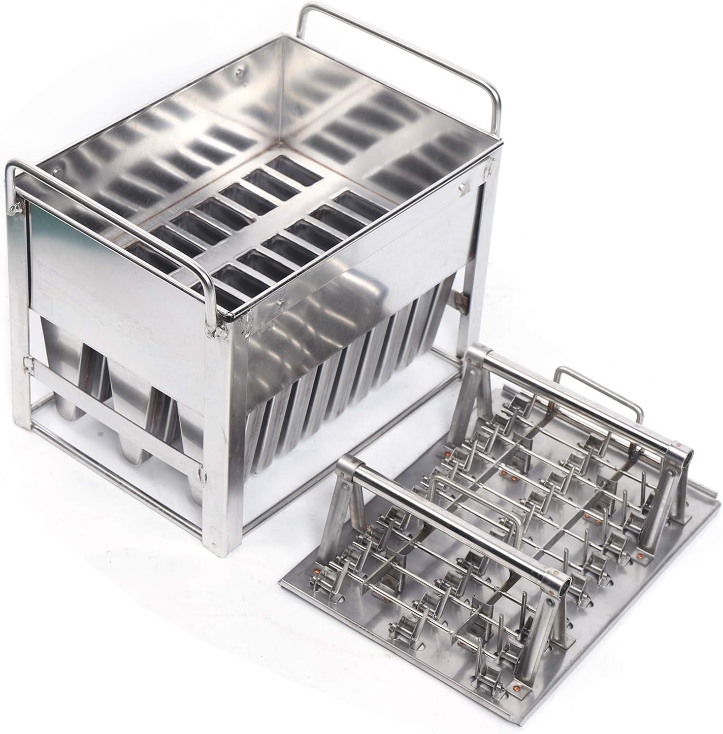 PIOJNYEN Moldes de paletas de acero inoxidable, 30 moldes para paletas de hielo, hechos a mano, con soporte para palillos, para hacer paletas de
