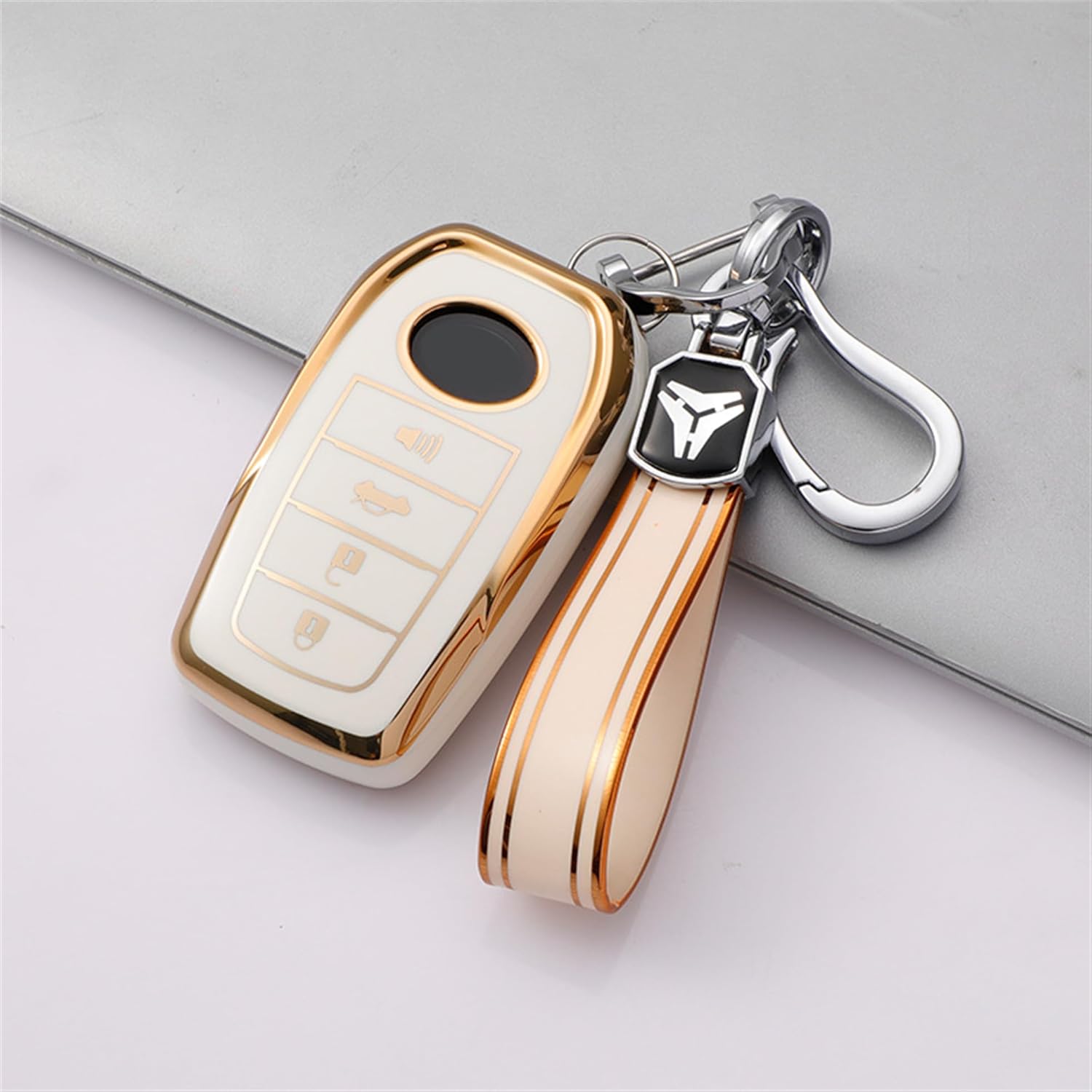 Compatible con Toyota Crown Prado RAV4 Carcasa de llave de coche de TPU suave aplicable a Vellfire Vios funda para llaves de coche (4 llaves, blanco)