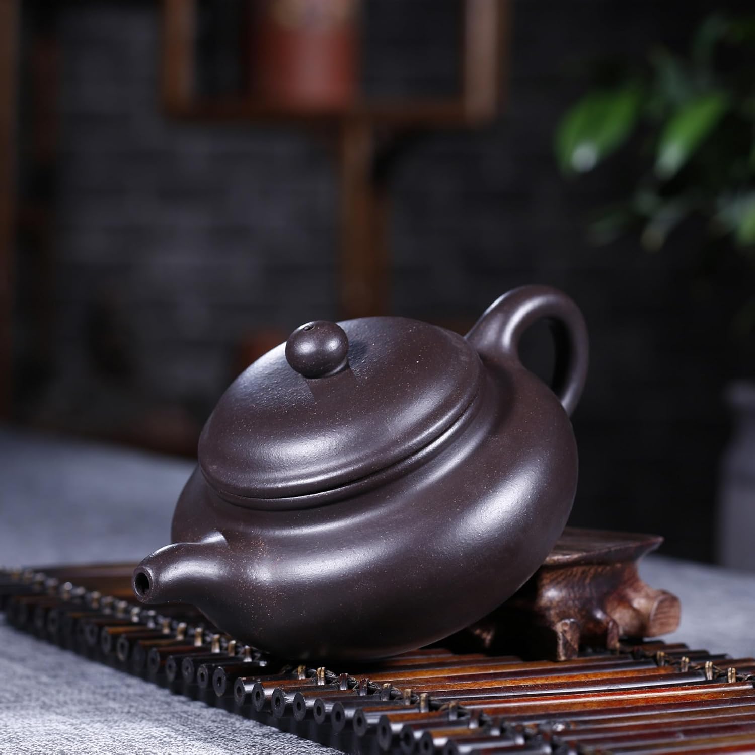 Tetera china de 10 oz cerámica de arcilla Zisha hecha a mano Fanggu Tea Pot Cerámica Barro negro Heijingang Kungfu Hervidor (negro)