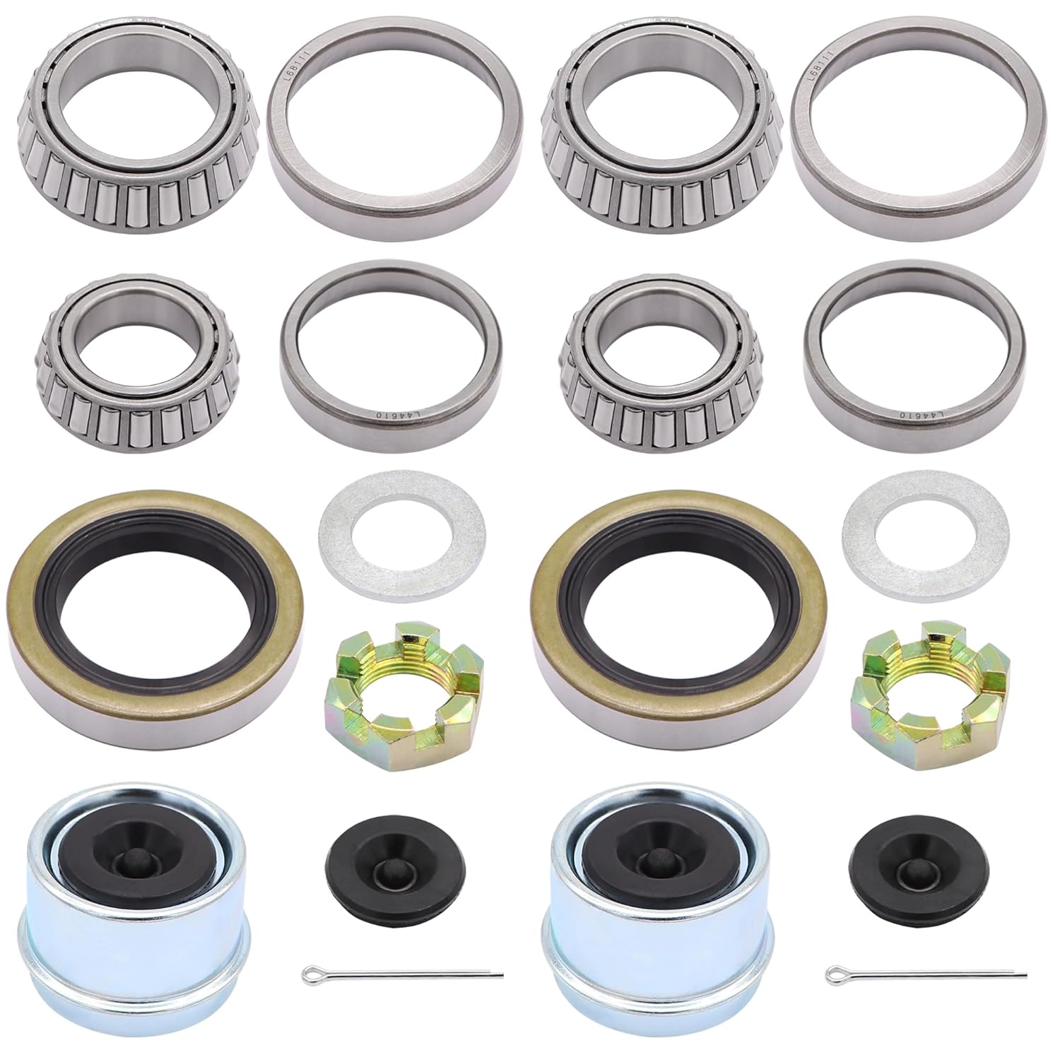 Ruikarhop L68149 L44649 Kit de rodamiento de rueda de eje de remolque de barco de 3500 libras con sellos de grasa de 171255TB, tapones antipolvo de