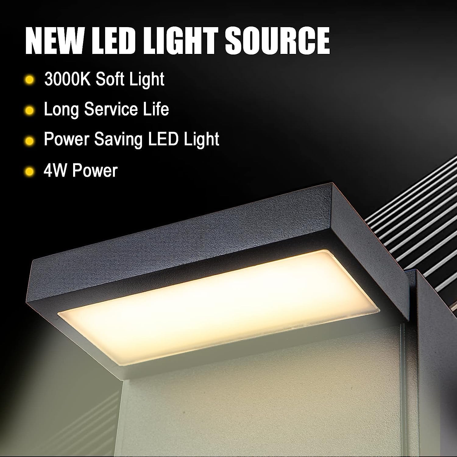 Lámpara LED de pared para exteriores con salida GFCI, moderna luz LED para porche al aire libre con dos salidas integradas, aplique de exterior