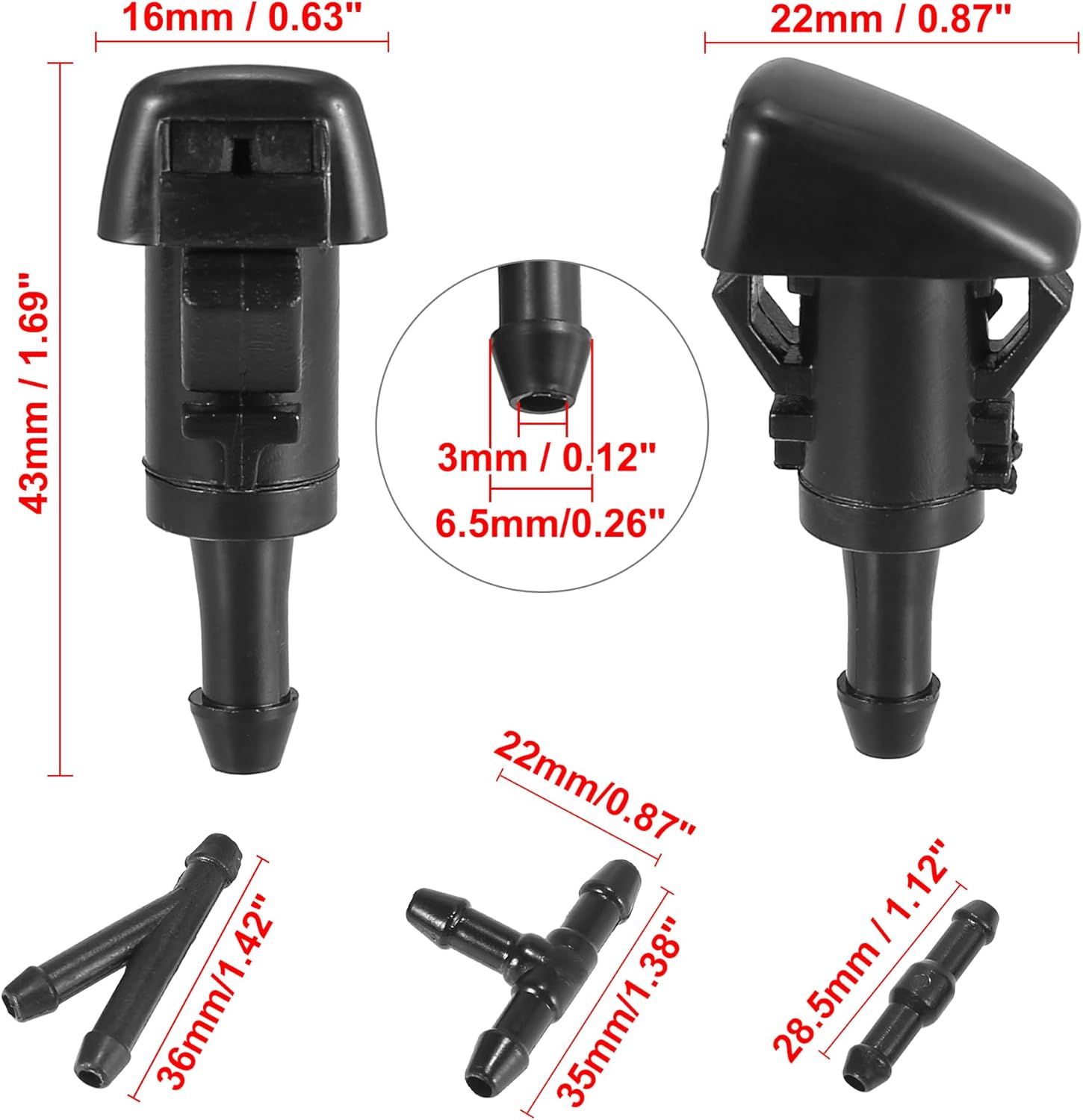 X AUTOHAUX 4 piezas de repuesto de boquilla de limpiaparabrisas para Subaru Impreza 2008-2012 47230 Pulverizador de agua de un solo orificio