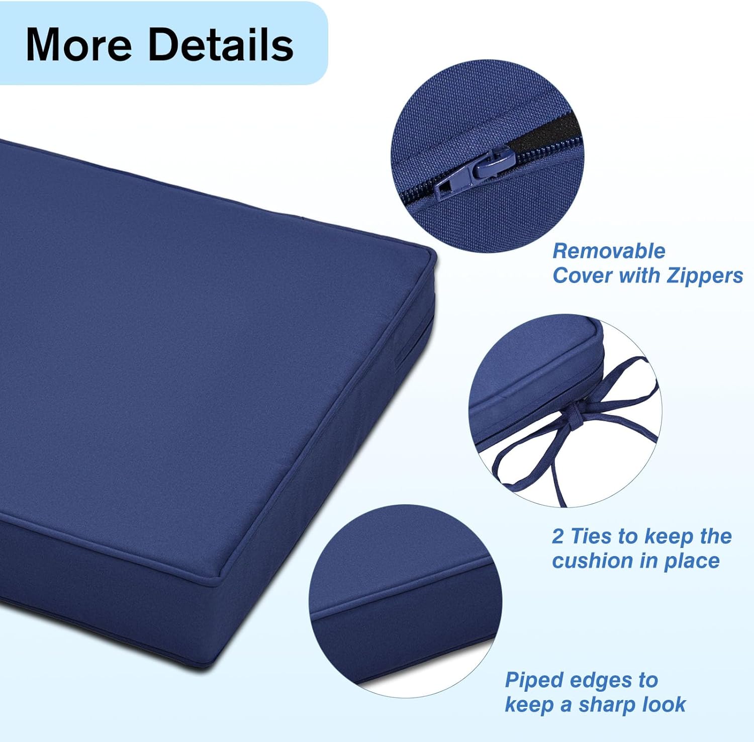 HAVARGO Cojines de asiento para exteriores, cojines de asiento de patio, 18.5 x 16 pulgadas, impermeables, 1500H, resistentes a la decoloración,