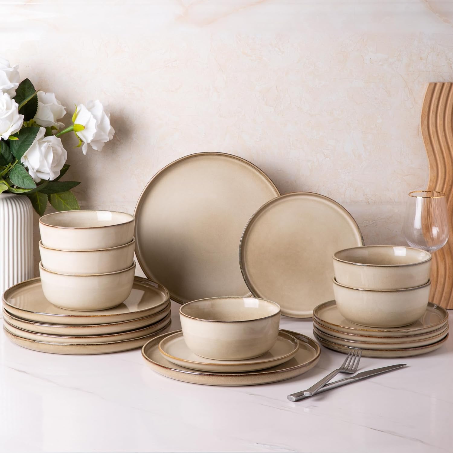 AmorArc Juego de 6 platos de cerámica de 8.5 pulgadas, juego de platos de cerámica esmaltada reactiva, postre, ensalada, aperitivo, platos pequeños,