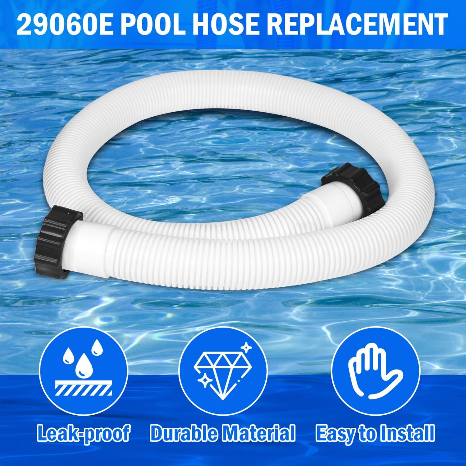 Mangueras de bomba de piscina de 1.5 pulgadas de diámetro para piscinas sobre el suelo, mangueras de piscina de 59 pulgadas de largo, manguera de