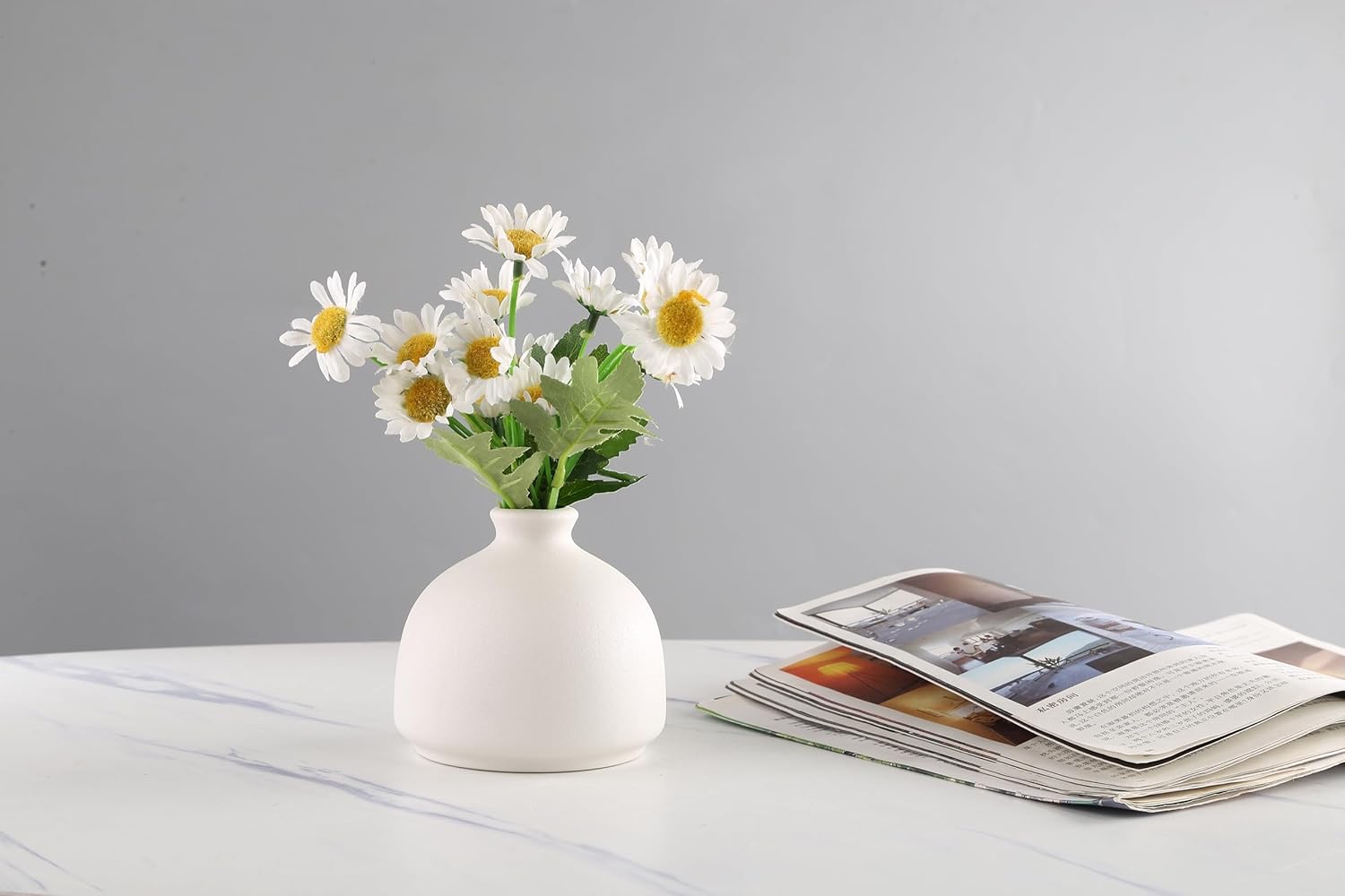 LSBTAUCP -Florero de cerámica, jarrón blanco para decoración del hogar, jarrón seco de estilo moderno, comedor, dormitorio, oficina..