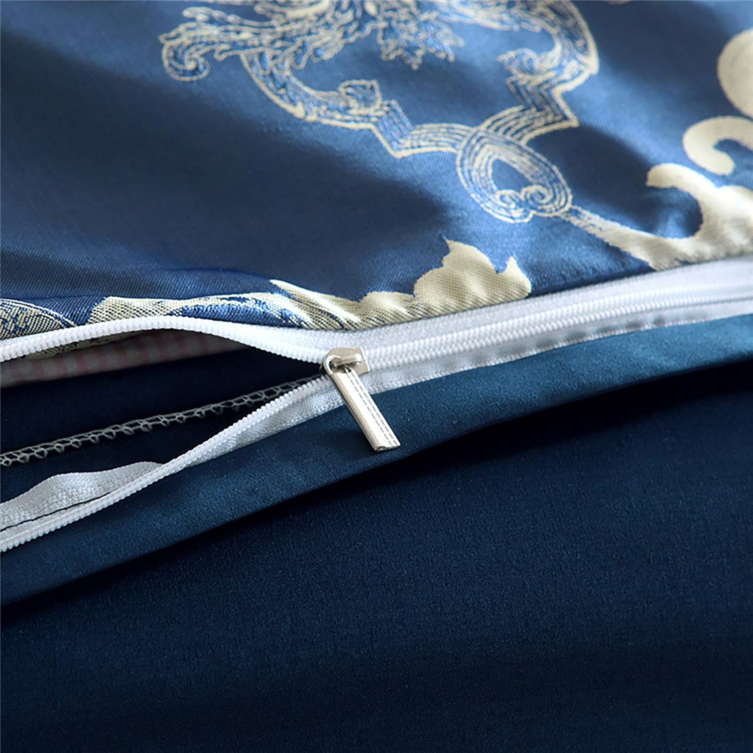 Dencalleus Juego de funda de edredón de satén jacquard de 3 piezas, reversible, de lujo, microfibra de doble cepillado, ultra suave, tamaño