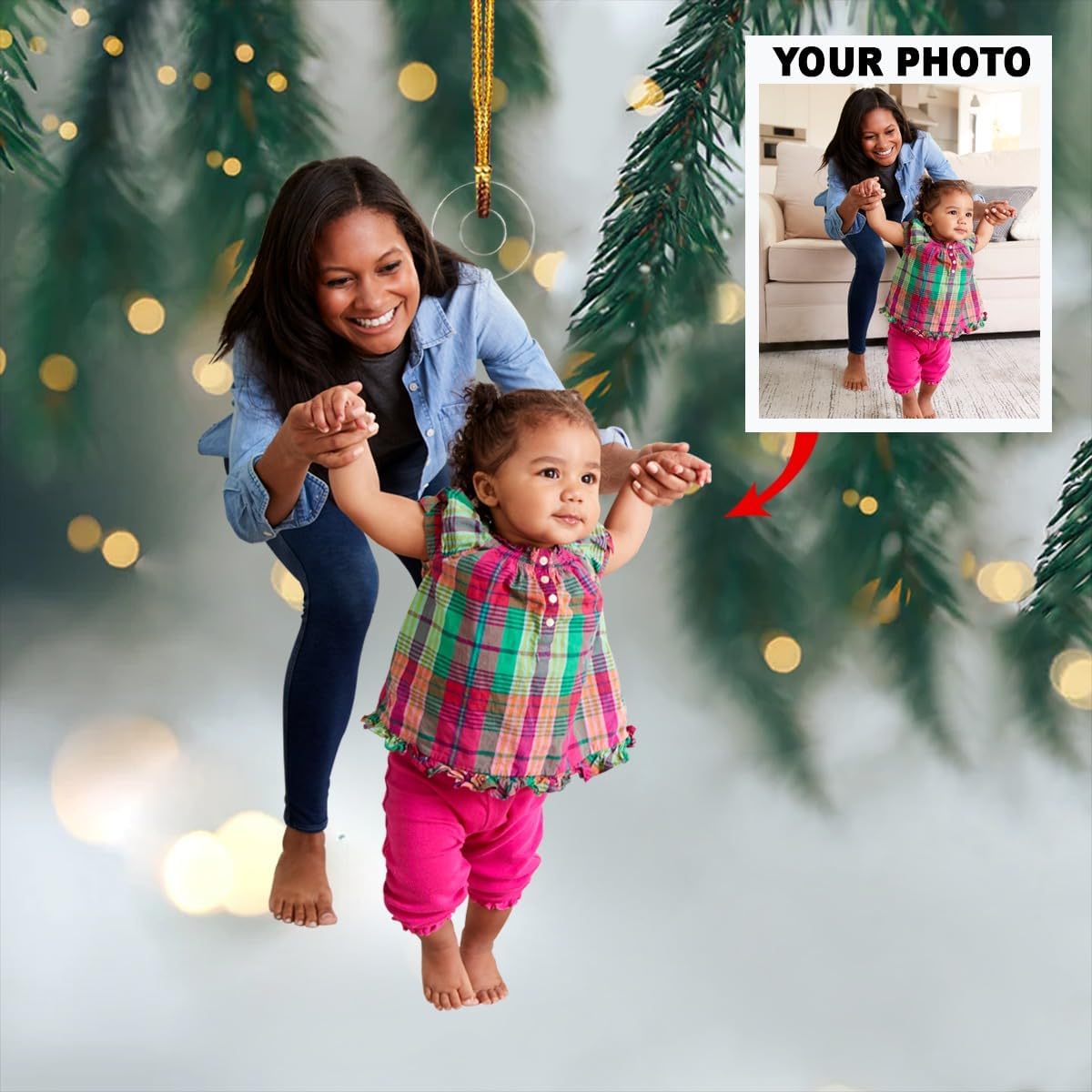 Adorno de mica con foto personalizada, personaliza tu foto, regalo para bebé, adorno de primera Navidad para bebé, adorno de bebé, adorno de fotos,