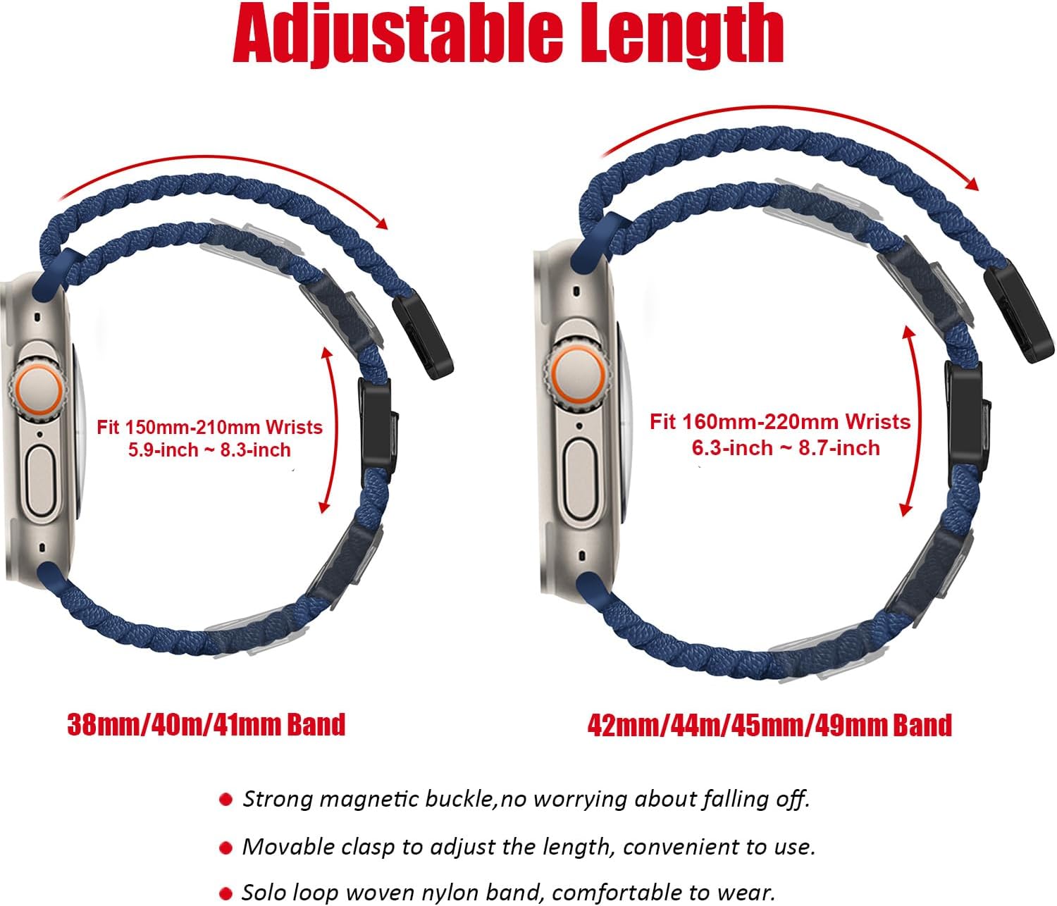 MroTech Compatible con Apple Watch Band Series 8, 7, 6, 5, 4, 3, 2, 1, SE SE2 de 1.61, 1.57, 1.496 pulgadas, 1.496 pulgadas, para mujeres y hombres,